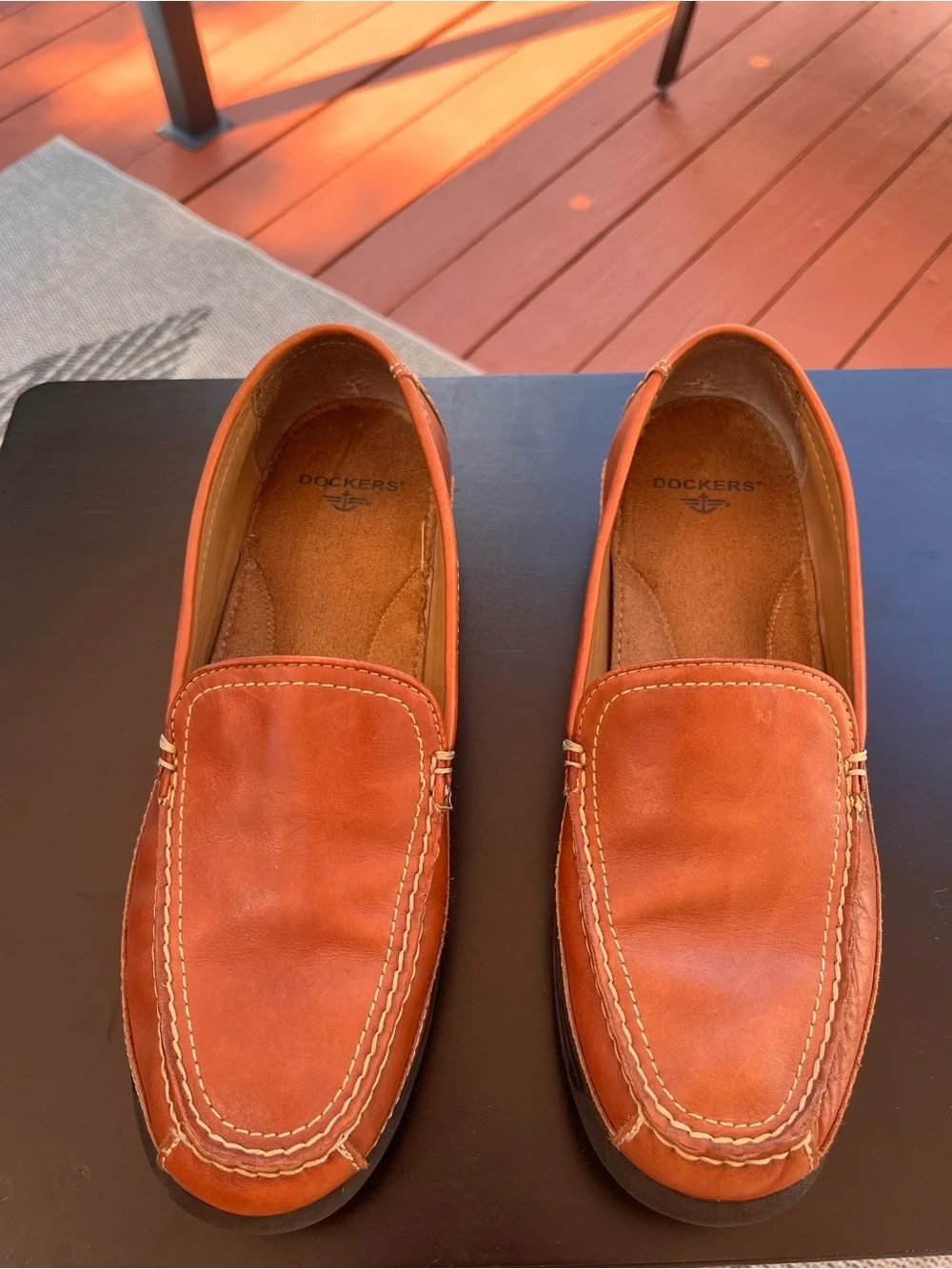 Dockers Men’s Leather Loafers – Size 12M – Cognac Brown – Excellent Condition